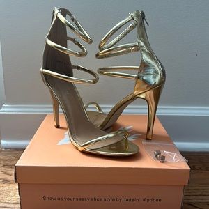 Public desire Aisha gold strappy heels